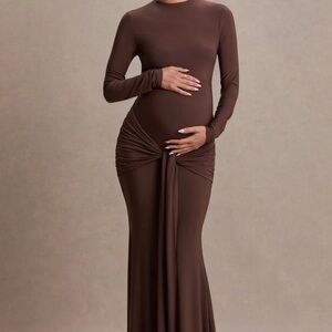 Chocolate brown maternity dress